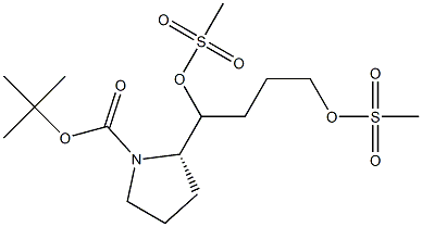 (2S)-2-[1,4-ビス(メチルスルホニルオキシ)ブチル]-1-ピロリジンカルボン酸tert-ブチル 化学構造式