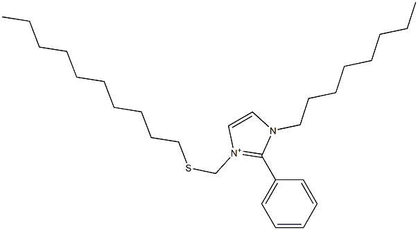 1-オクチル-2-フェニル-3-[(デシルチオ)メチル]-1H-イミダゾール-3-イウム 化学構造式