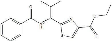 (+)-2-[(R)-1-(Benzoylamino)-2-methylpropyl]-4-thiazolecarboxylic acid ethyl ester Struktur