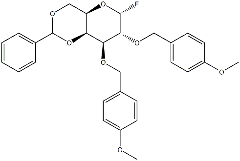 4,6-O-Benzylidene-2,3-di-O-(4-methoxybenzyl)-a-D-galactopyranosylfluoride Struktur