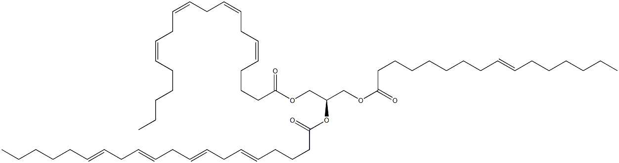1-(9Z-hexadecenoyl)-2,3-di-(5Z,8Z,11Z,14Z-eicosatetraenoyl)-sn-glycerol Structure