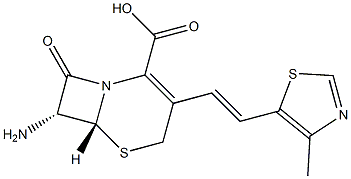 (6R,7R)-7-Amino-3-[(Z)-2-(4-methylthiazol-5-yl)ethenyl]-8-oxo-5-thia-1-azabicyclo[4.2.0]oct- 2-ene-2-carboxylic acid
 Structure