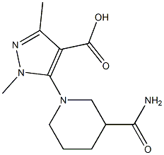 5-(3-carbamoylpiperidin-1-yl)-1,3-dimethyl-1H-pyrazole-4-carboxylic acid