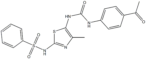 N-(5-{[(4-acetylanilino)carbonyl]amino}-4-methyl-1,3-thiazol-2-yl)benzenesulfonamide Struktur