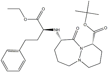 1,1-Dimethylethyl (1S,9S)-9-[[(S)-1-Ethoxycarbonyl-3-phenyl propyl]amino]-10-oxo-octahydro-6H-pyridazino[1,2-a][1,2]diazepine-1-carboxylate. Structure