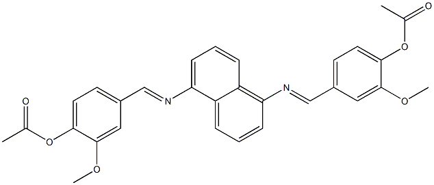 4-({[5-({(E)-[4-(acetyloxy)-3-methoxyphenyl]methylidene}amino)-1-naphthyl]imino}methyl)-2-methoxyphenyl acetate 结构式