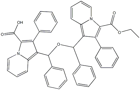 1,1'-[オキシビス(フェニルメチレン)]ビス(2-フェニルインドリジン-3-カルボン酸エチル) 化学構造式