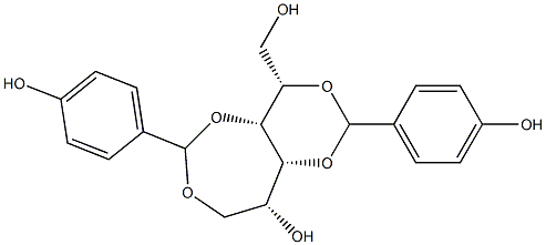 2-O,4-O:3-O,6-O-ビス(4-ヒドロキシベンジリデン)-D-グルシトール 化学構造式
