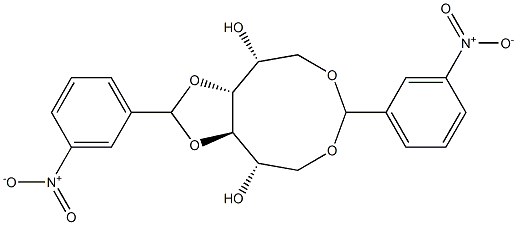 1-O,6-O:3-O,4-O-ビス(3-ニトロベンジリデン)-D-グルシトール 化学構造式