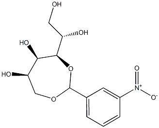 3-O,6-O-(3-ニトロベンジリデン)-D-グルシトール 化学構造式