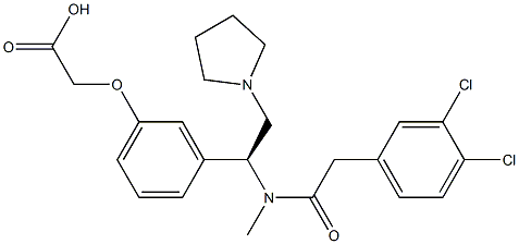 [3-[(S)-1-[[(3,4-ジクロロフェニル)アセチル]メチルアミノ]-2-(1-ピロリジニル)エチル]フェノキシ]酢酸 化学構造式
