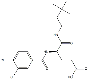 (R)-4-[(3,4-ジクロロベンゾイル)アミノ]-5-オキソ-5-[(3,3-ジメチルブチル)アミノ]ペンタン酸 化学構造式