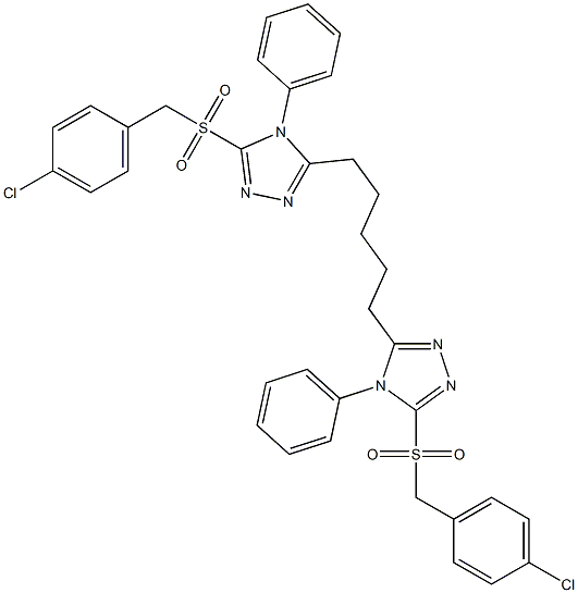 5,5'-(1,5-ペンタンジイル)ビス[4-(フェニル)-3-(4-クロロベンジルスルホニル)-4H-1,2,4-トリアゾール] 化学構造式