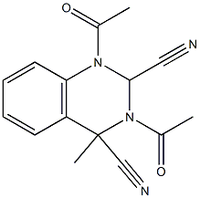 1,3-ジアセチル-4-メチル-1,2,3,4-テトラヒドロキナゾリン-2,4-ジカルボニトリル 化学構造式
