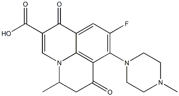 9-フルオロ-5-メチル-8-(4-メチル-1-ピペラジニル)-1,7-ジオキソ-6,7-ジヒドロ-1H,5H-ベンゾ[ij]キノリジン-2-カルボン酸 化学構造式