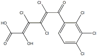 (2E,4E)-2-ヒドロキシ-3,4,5-トリクロロ-6-オキソ-6-(2,3,4-トリクロロフェニル)-2,4-ヘキサジエン酸 化学構造式