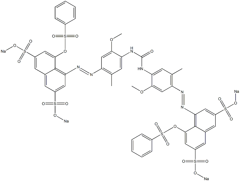3,3'-Ureylenebis[4-methoxy-6-[8-phenylsulfonyloxy-3,6-di(sodiosulfo)-1-naphtylazo]toluene]