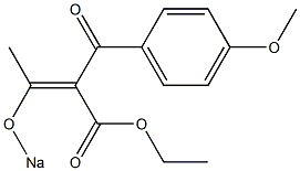 2-(p-アニソイル)-3-ソジオオキシ-2-ブテン酸エチル 化学構造式