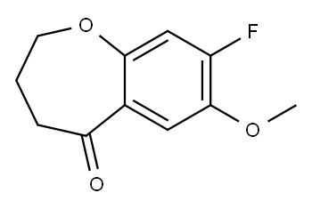 8-フルオロ-7-メトキシ-3,4-ジヒドロ-1-ベンゾオキセピン-5(2H)-オン 化学構造式