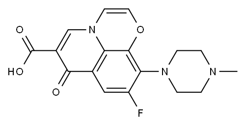 9-フルオロ-10-(4-メチルピペラジノ)-7-オキソ-7H-ピリド[1,2,3-de]-1,4-ベンゾオキサジン-6-カルボン酸 化学構造式