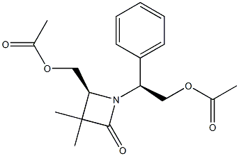(4S)-3,3-ジメチル-4-(アセトキシメチル)-1-[(S)-1-フェニル-2-(アセトキシ)エチル]アゼチジン-2-オン 化学構造式