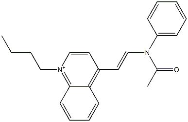 4-[2-[(アセチル)フェニルアミノ]エテニル]-1-ブチルキノリニウム 化学構造式