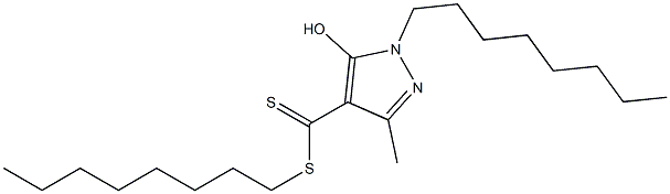 1-オクチル-3-メチル-5-ヒドロキシ-1H-ピラゾール-4-ジチオカルボン酸オクチル 化学構造式