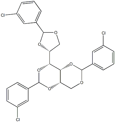 1-O,3-O:2-O,4-O:5-O,6-O-トリス(3-クロロベンジリデン)-D-グルシトール 化学構造式