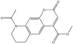 9-アセチル-6,7,8,9-テトラヒドロ-2-オキソ-2H-ピラノ[3,2-g]キノリン-4-カルボン酸メチル 化学構造式