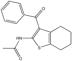 2-アセチルアミノ-3-ベンゾイル-4,5,6,7-テトラヒドロベンゾ[b]チオフェン 化学構造式