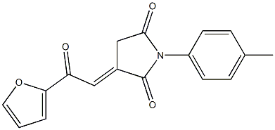 3-[(E)-[(2-フラニル)カルボニル]メチレン]-1-(4-メチルフェニル)-2,5-ピロリジンジオン 化学構造式