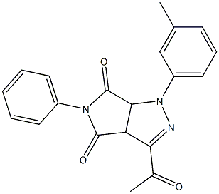 1,3a,4,5,6,6a-ヘキサヒドロ-3-アセチル-4,6-ジオキソ-5-(フェニル)-1-(3-メチルフェニル)ピロロ[3,4-c]ピラゾール 化学構造式
