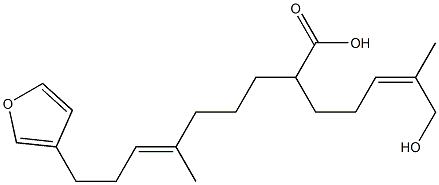 (E)-9-(フラン-3-イル)-2-[(Z)-5-ヒドロキシ-4-メチル-3-ペンテニル]-6-メチル-6-ノネン酸 化学構造式