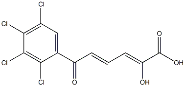 (2Z,4E)-2-ヒドロキシ-6-(2,3,4,5-テトラクロロフェニル)-6-オキソ-2,4-ヘキサジエン酸 化学構造式