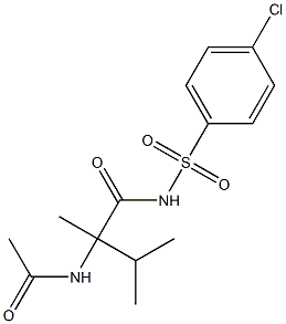 2-アセチルアミノ-2,3-ジメチル-N-(4-クロロフェニルスルホニル)ブタンアミド 化学構造式