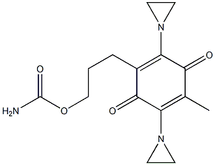 3,6-ビス(アジリジン-1-イル)-2-メチル-5-[3-(アミノカルボニルオキシ)プロピル]-2,5-シクロヘキサジエン-1,4-ジオン 化学構造式