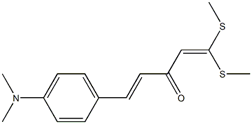 (E)-5-[4-(ジメチルアミノ)フェニル]-1,1-ビス(メチルチオ)-1,4-ペンタジエン-3-オン 化学構造式