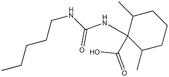 2,6-dimethyl-1-[(pentylcarbamoyl)amino]cyclohexane-1-carboxylic acid