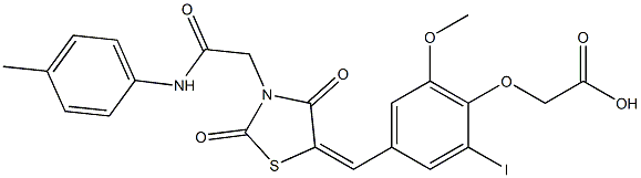 [4-({2,4-dioxo-3-[2-oxo-2-(4-toluidino)ethyl]-1,3-thiazolidin-5-ylidene}methyl)-2-iodo-6-methoxyphenoxy]acetic acid