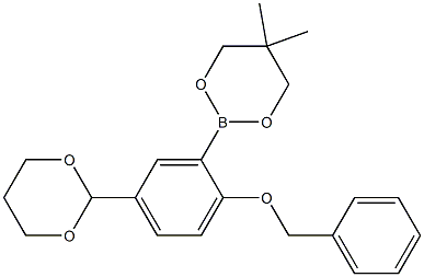 2-[2-Benzyloxy-5-(1,3-dioxan-2-yl)phenyl]-5,5-dimethyl-1,3,2-dioxaborinane Structure