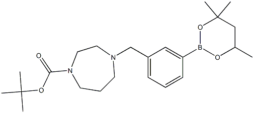 tert-Butyl 4-[3-(4,4,6-trimethyl-1,3,2-dioxaborinan-2-yl)benzyl]-1,4-diazepane-1-carboxylate Struktur