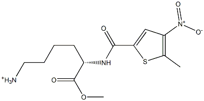 (S)-5-Methoxycarbonyl-5-[(5-methyl-4-nitro-2-thienylcarbonyl)amino]pentan-1-aminium Structure