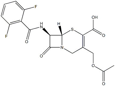 (7R)-7-[(2,6-ジフルオロベンゾイル)アミノ]-3-(アセトキシメチル)セファム-3-エン-4-カルボン酸 化学構造式