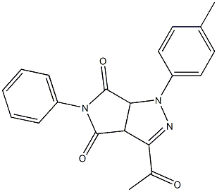 1,3a,4,5,6,6a-ヘキサヒドロ-3-アセチル-4,6-ジオキソ-5-(フェニル)-1-(4-メチルフェニル)ピロロ[3,4-c]ピラゾール 化学構造式