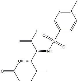 酢酸(1S,2S)-1-イソプロピル-2-(トシルアミノ)-3-ヨード-3-ブテニル 化学構造式