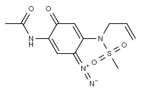 N-[4-(アセチルアミノ)-6-ジアゾ-3-オキソ-1,4-シクロヘキサジエン-1-イル]-N-(2-プロペニル)メタンスルホンアミド 化学構造式