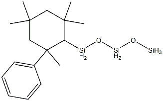 2,4,4,6,6-ペンタメチル-2-フェニルシクロヘキサントリシロキサン 化学構造式