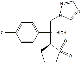(1R)-1-(4-クロロフェニル)-1-[[(2S)-テトラヒドロチオフェン1,1-ジオキシド]-2-イル]-2-(1H-1,2,4-トリアゾール-1-イル)エタノール 化学構造式