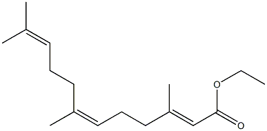 (6Z)-3,7,11-トリメチル-2,6,10-ドデカトリエン酸エチル 化学構造式