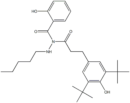 サリチル酸N-[3-(3,5-ジ-tert-ブチル-4-ヒドロキシフェニル)プロピオニル]-N'-ペンチルヒドラジド 化学構造式
